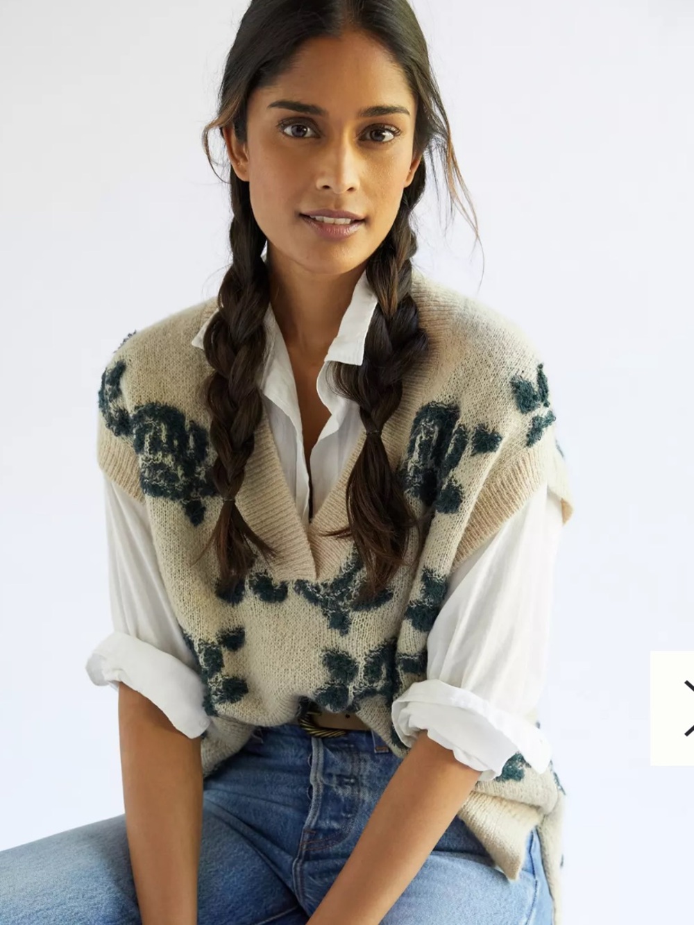 Anthropologie Distressed floral sweater vest